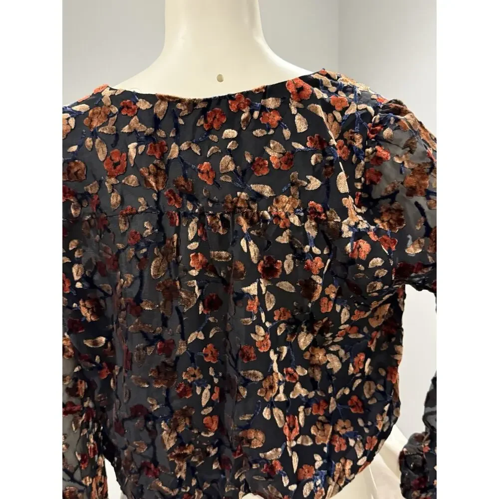 ASTR the Label Top Womens Sz XS Velvet Burnout Boho Whimsigoth Surplice Blouse - Picture 3 of 10